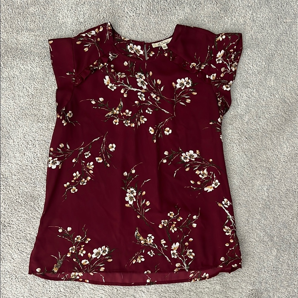 Floral Burgundy Blouse